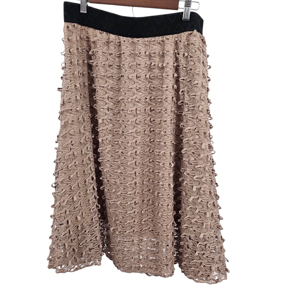 LuLaRoe Maxi Skirt Crochet Lace Overlay Black Waistband‎ Women's Size L